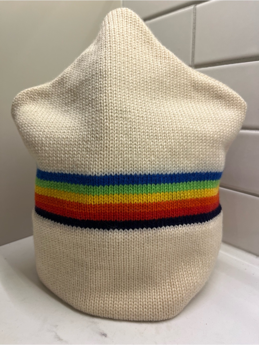 Vintage Dogree Rainbow Stripe Pure Wool Ski Hat Made in Canada